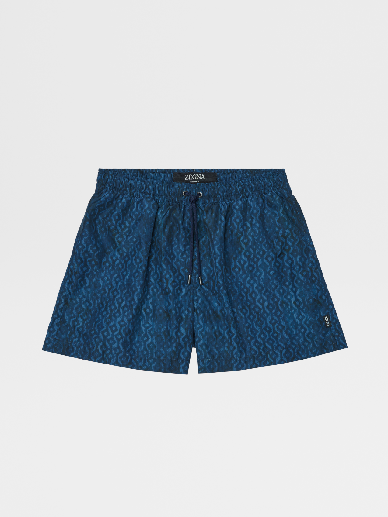 Navy Blue Technical Fabric Printed Swim Boxers